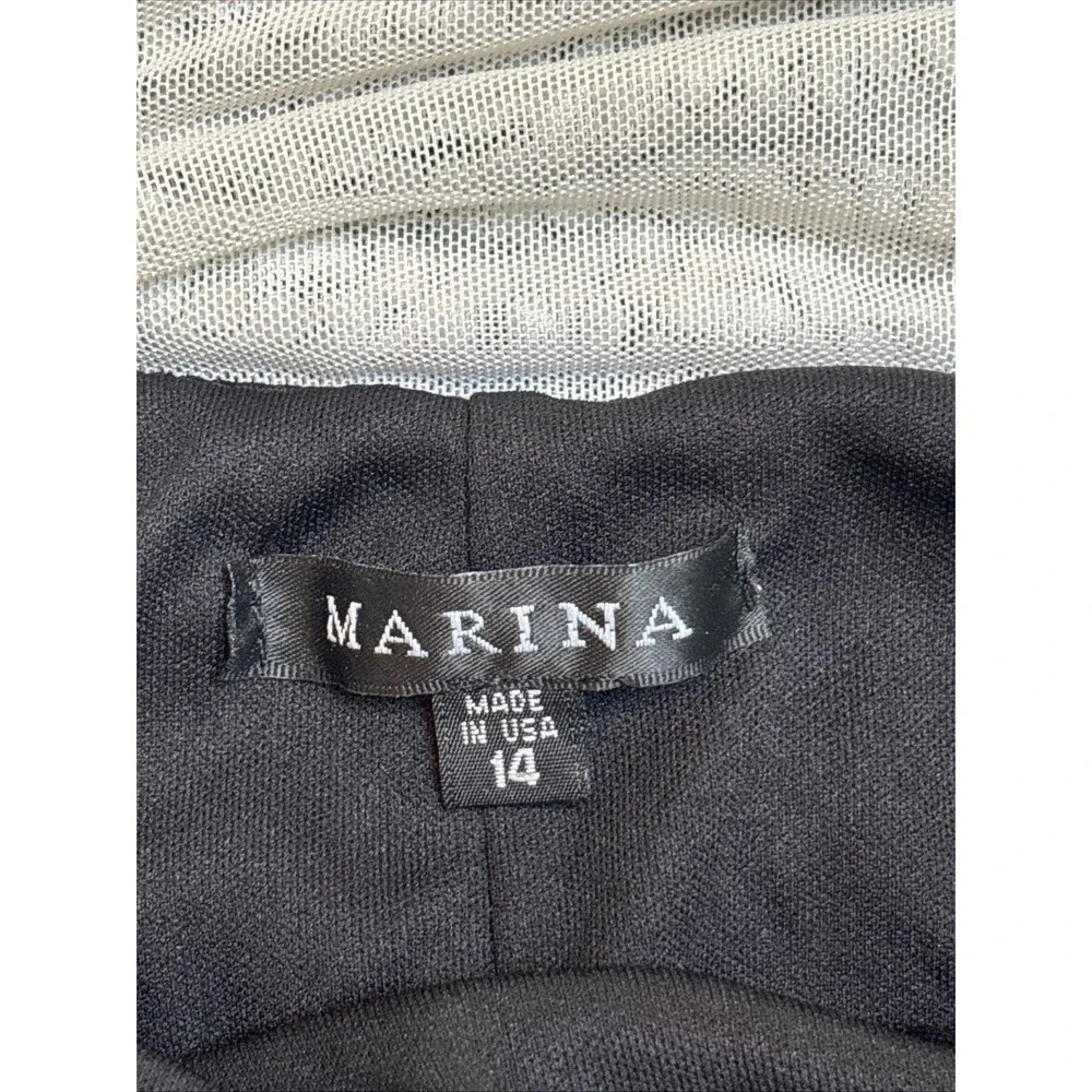 Marina Long Black Gown Rhinestone Neckline Size 14 EUC